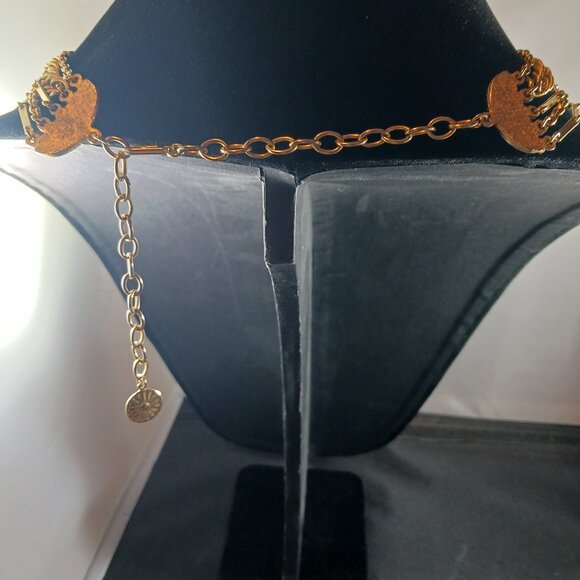 Vintage Gold Tone 5 Layered Statement Choker Necklace - Picture 4 of 10